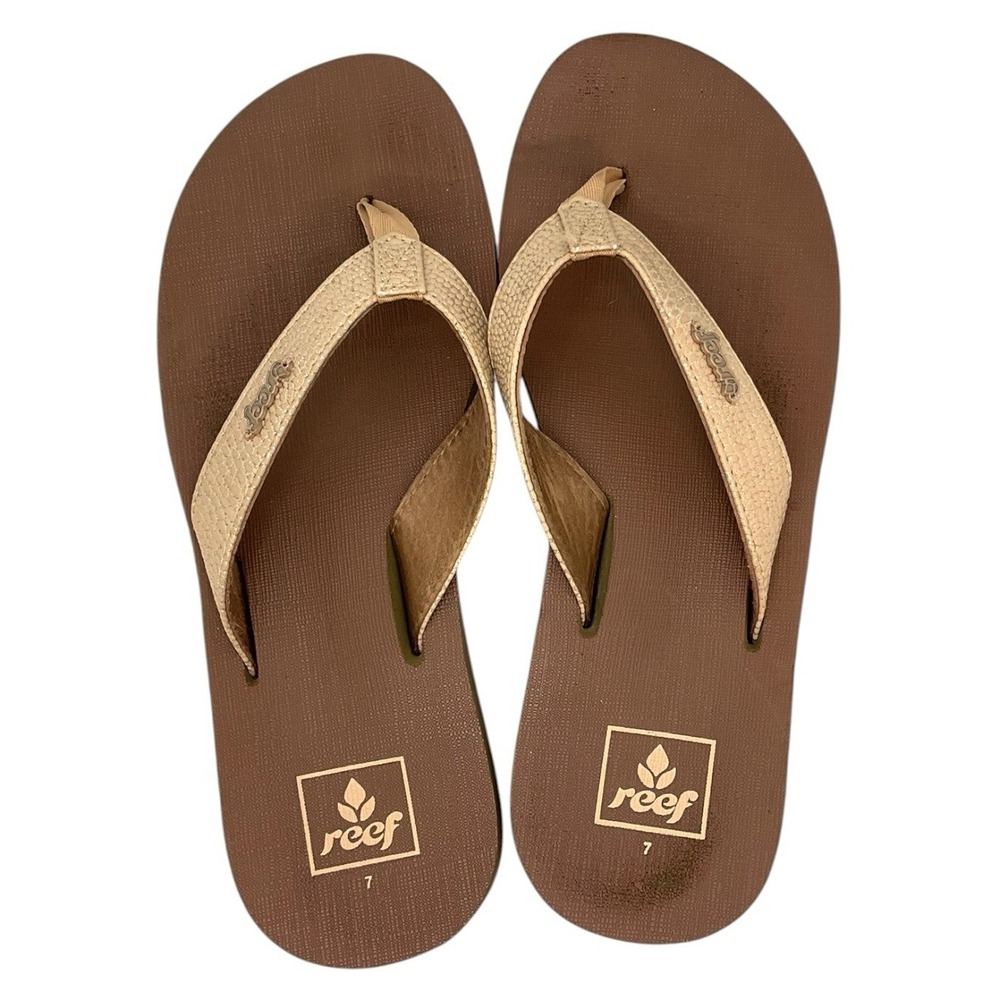 REEF Star Cushion Sassy Flip Flop Sandals Metallic Gold Women's Size 7